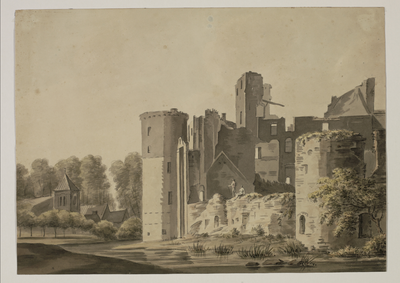 206305 Gezicht op de ruïne van het kasteel De Haar bij Haarzuilens, uit het noorden.N.B. De gemeente Haarzuilens is per ...